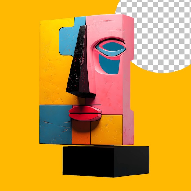 PSD portrait de femme à visage humain 3d dans le style cubisme picasso