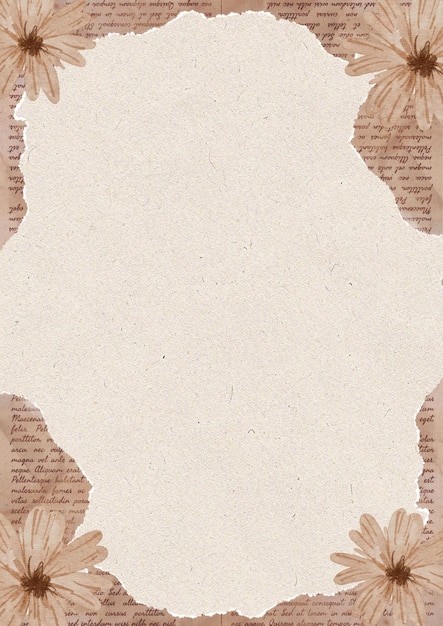 PSD papel vintage floral página em branco notas a4