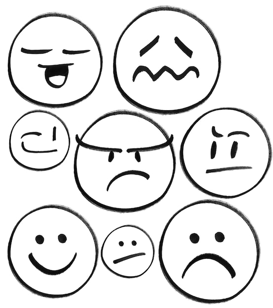 PSD psd-emojis, die mit der hand gezeichnet werden