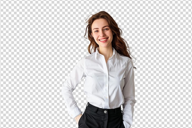 PSD retrato de una mujer de negocios con los brazos cruzados en un fondo blanco aislado