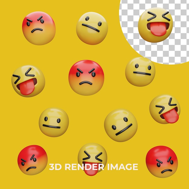 PSD renderização 3d com expressões de emoji isoladas