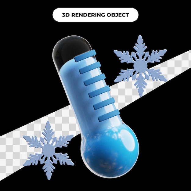PSD renderização 3d de temperatura fria com floco de neve de cristal