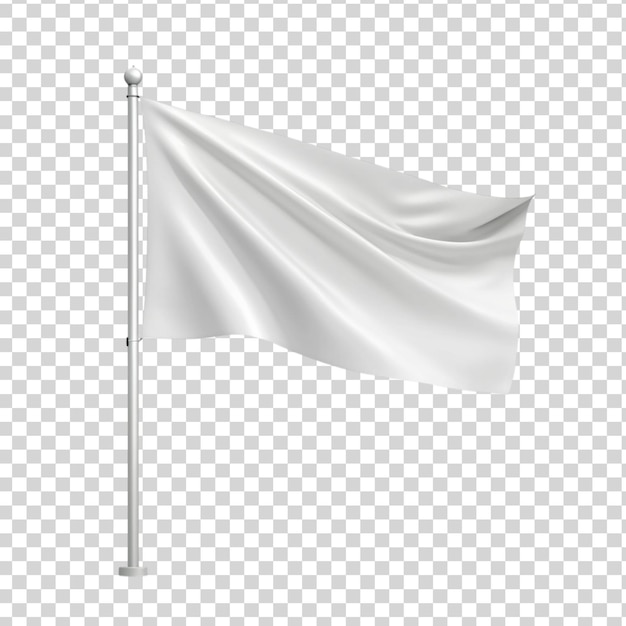 PSD weißes, wackelndes flaggen-mockup, isoliert auf durchsichtigem hintergrund