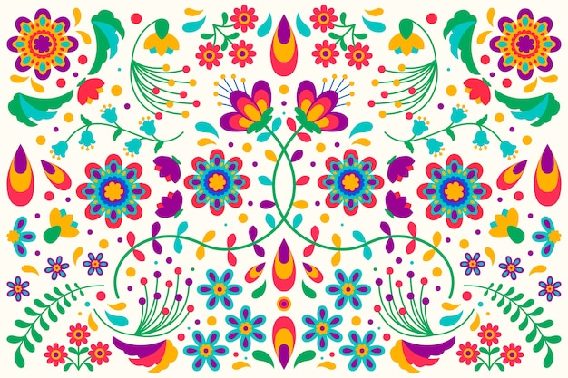 Vetor grátis conceito de papel de parede mexicano colorido design plano