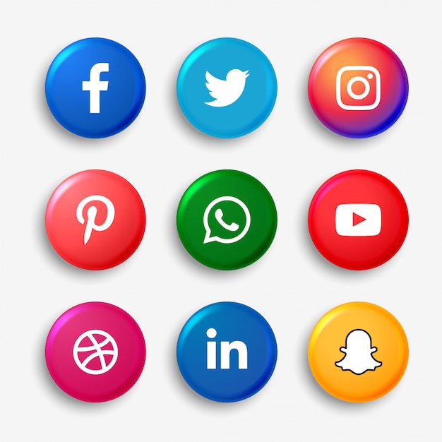 Vetor grátis conjunto de botões de logotipo de mídia social