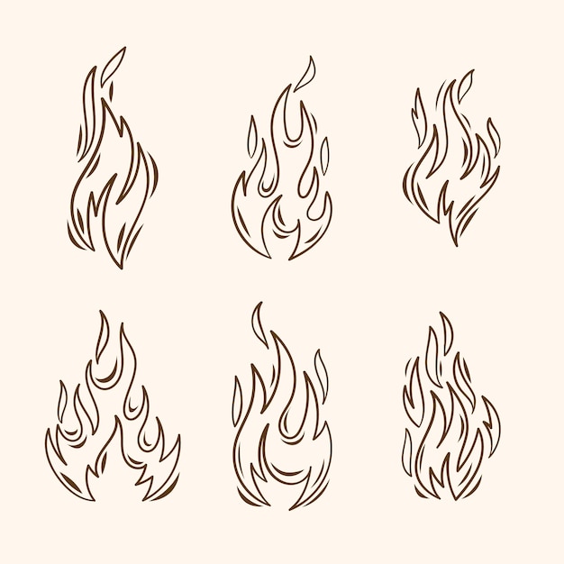 Vetor grátis ilustração de contorno de fogo desenhada à mão