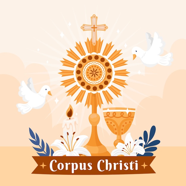 Vetor grátis ilustração plana para celebração religiosa de corpus christi
