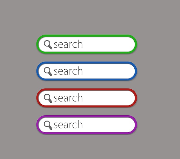 Vetor grátis web ssearch bars com inclui quatro versões de cores.