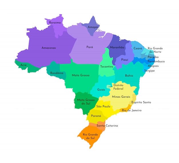 Vetor mapa administrativo simplificado do brasil