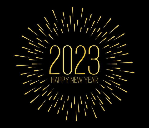 Feliz ano novo 2023 fundo com elegantes fogos de artifício dourados Adequado para cartões de saudação convites de banner