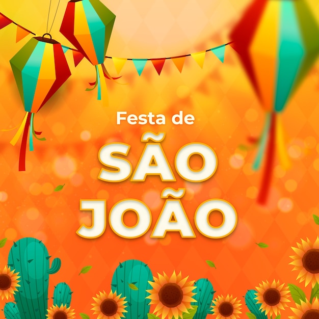 Vetor ilustração de festas juninas brasileiras em gradiente