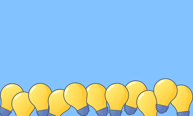 Lâmpada amarela isolada em fundo azul Conceito de ilustração vetorial de ideia