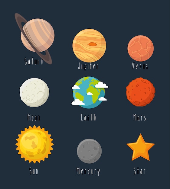 planetas do universo espaço conceito ilustração vetorial design
