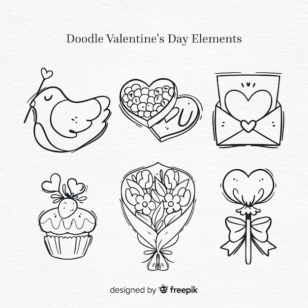 Doodle valentine elements pack