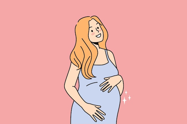 Donna felice eccitata con la gravidanza