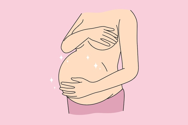Donna incinta che tocca la pancia nuda