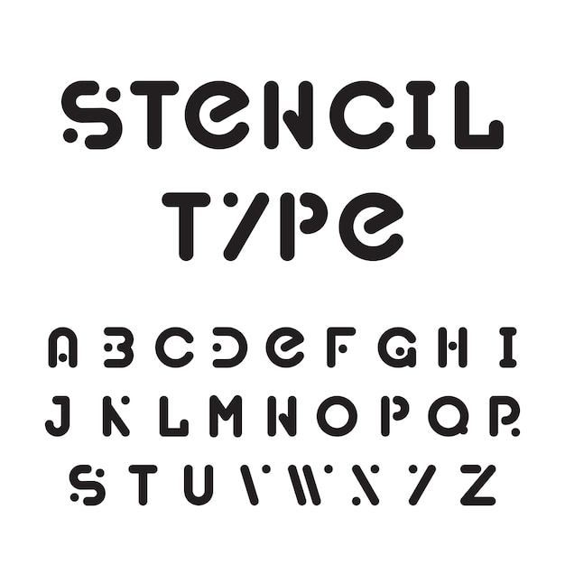 Vector gratuito tipografía de plantilla, alfabeto redondo negro modular
