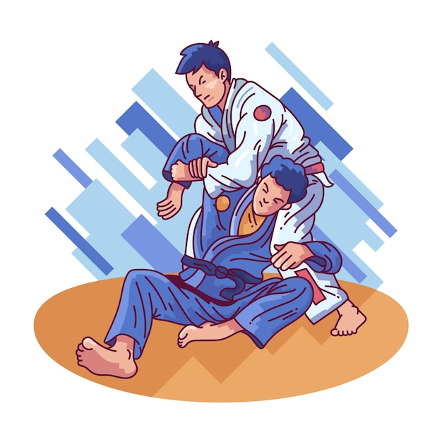 Atletas de jiu jitsu luchando