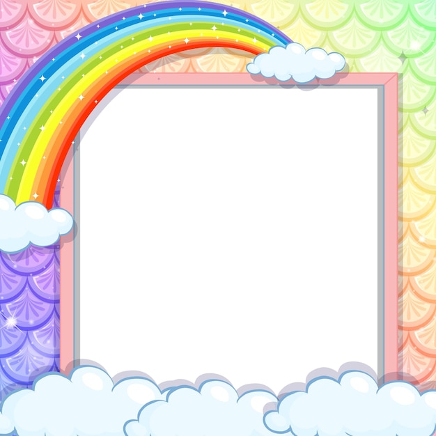 Vector gratuito banner en blanco en escamas de pez arco iris con arco iris