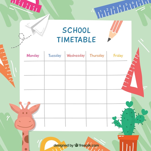 Vector gratuito calendario escolar para organizar actividades
