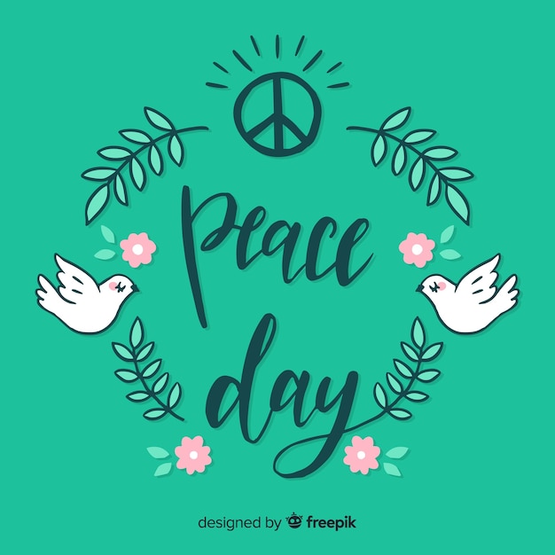 Vector gratuito composición adorable del día de la paz con letras bonitas