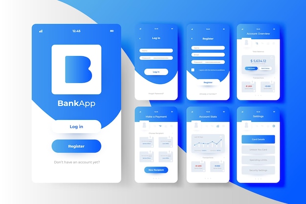 Vector gratuito concepto de interfaz de la aplicación bancaria