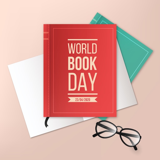 Vector gratuito concepto realista del día mundial del libro