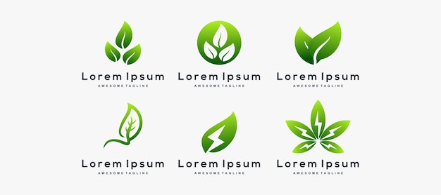 Conjunto de vector de inspiración de diseño de logotipo de hoja verde