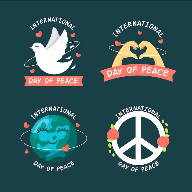 Vector gratuito conjunto de etiquetas del día internacional de la paz