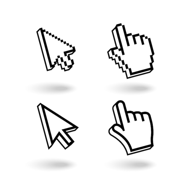 Vector gratuito conjunto de iconos de cursores de píxeles