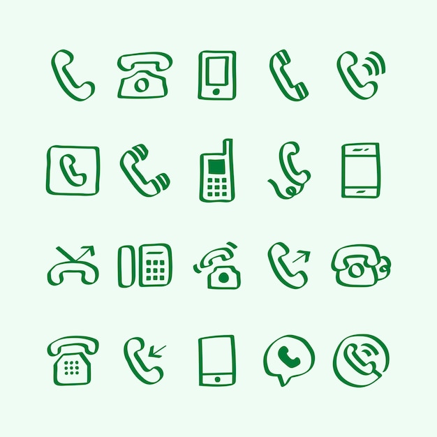 Vector gratuito conjunto de ilustración de iconos de teléfono