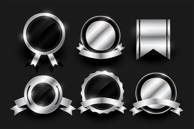 Vector gratuito conjunto de seis diseño de banner de elemento de emblema de insignia brillante y vacío