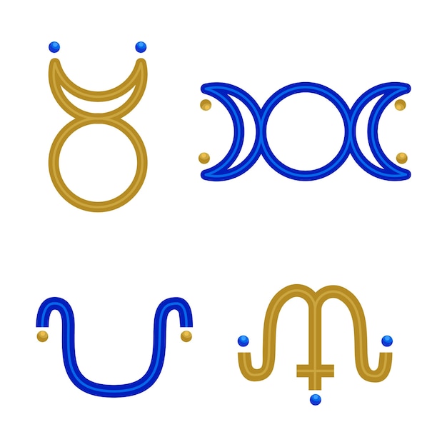 Vector gratuito conjunto de símbolos wiccan de diseño plano