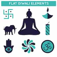 Vector gratuito colección de elementos planos de celebración de diwali