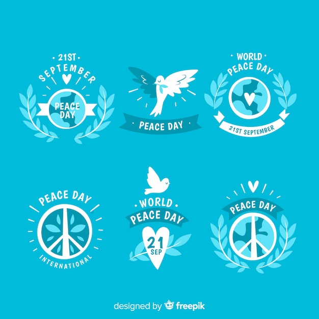 Vector gratuito colección de insignias planas del día de la paz