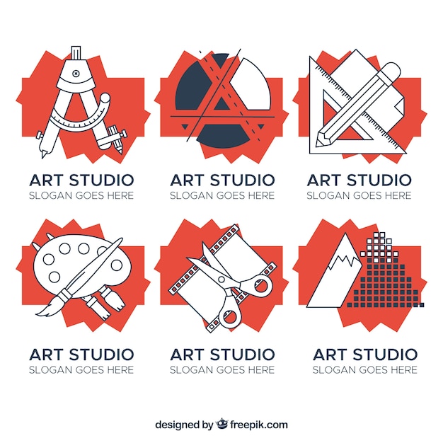 Vector gratuito colección de logos de estudio de arte en estilo moderno