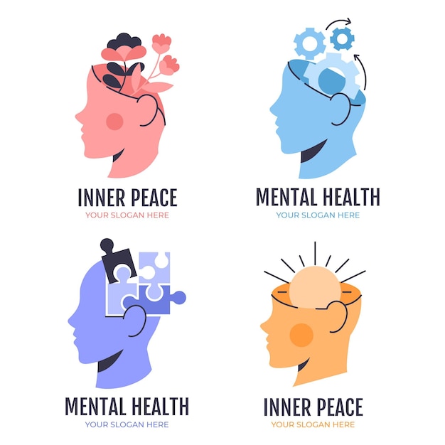 Vector gratuito colección de logos de salud mental