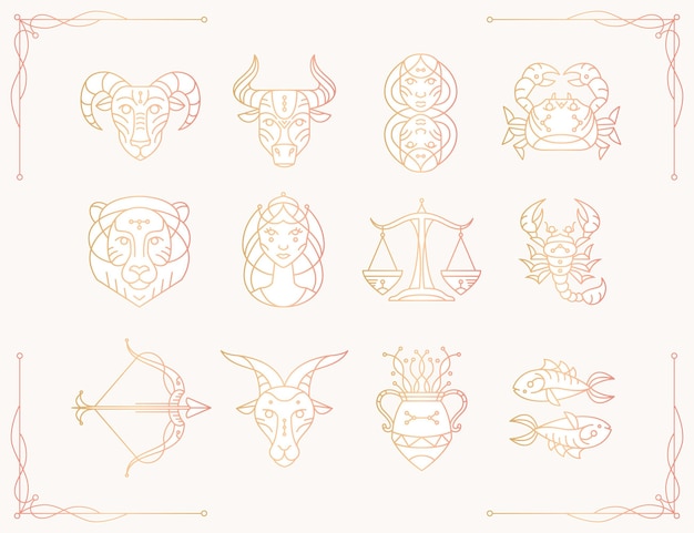 Vector gratuito colección de signos del zodiaco degradados