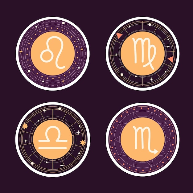 Vector gratuito colección de pegatinas de signos astrológicos ingenuos