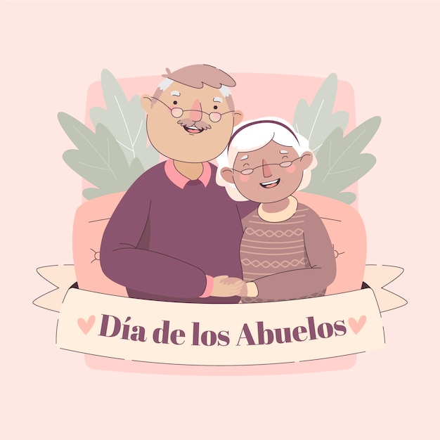 Vector gratuito dia de los abuelos ilustración con abuelos.