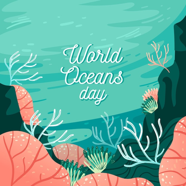 Vector gratuito dibujo del día mundial de los océanos