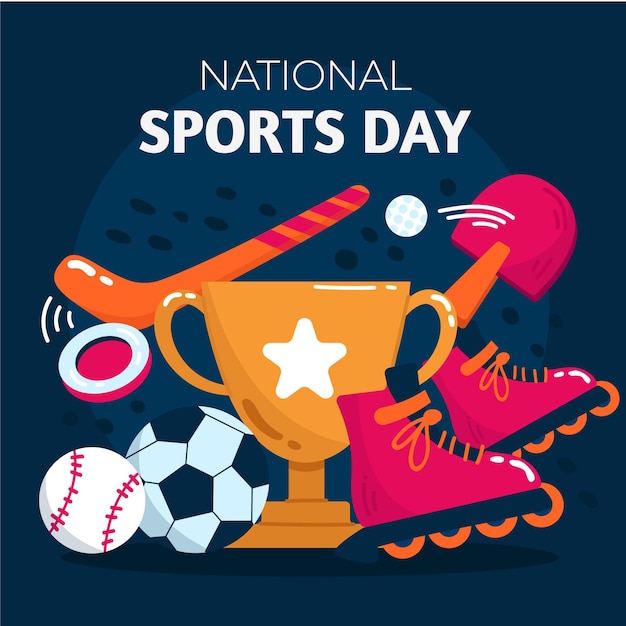 Vector gratuito dibujado a mano ilustración del día nacional del deporte
