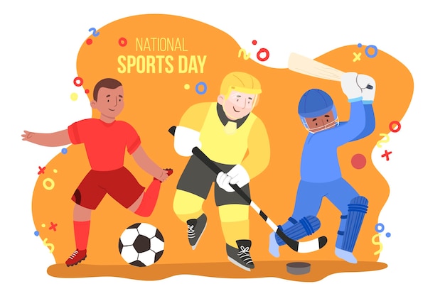 Vector gratuito dibujado a mano ilustración del día nacional del deporte