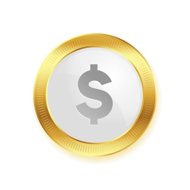 Vector gratuito diseño de monedas de oro aisladas en dólares estadounidenses