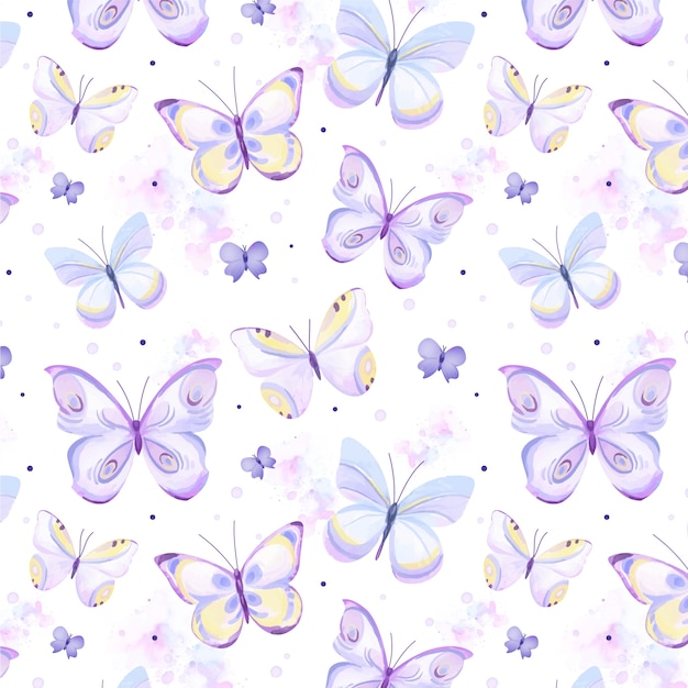 Vector gratuito diseño de patrón de mariposa en acuarela