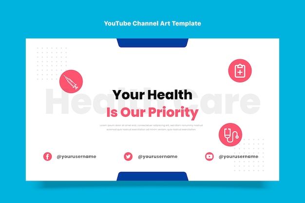 Vector gratuito diseño plano médico canal de youtube arte.