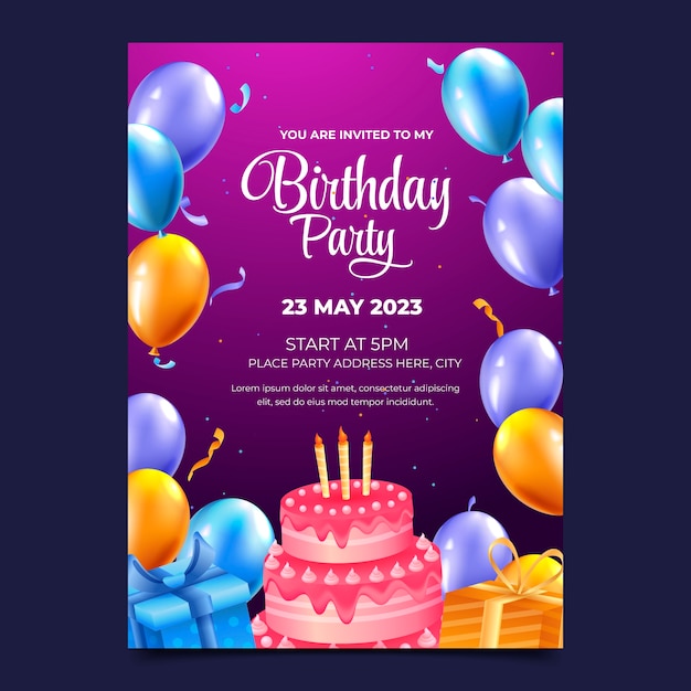Vector gratuito diseño de plantilla de cumpleaños realista