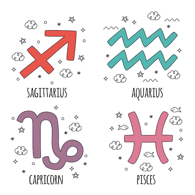 Vector gratuito doodle dibujado a mano signo astrológico pegatina