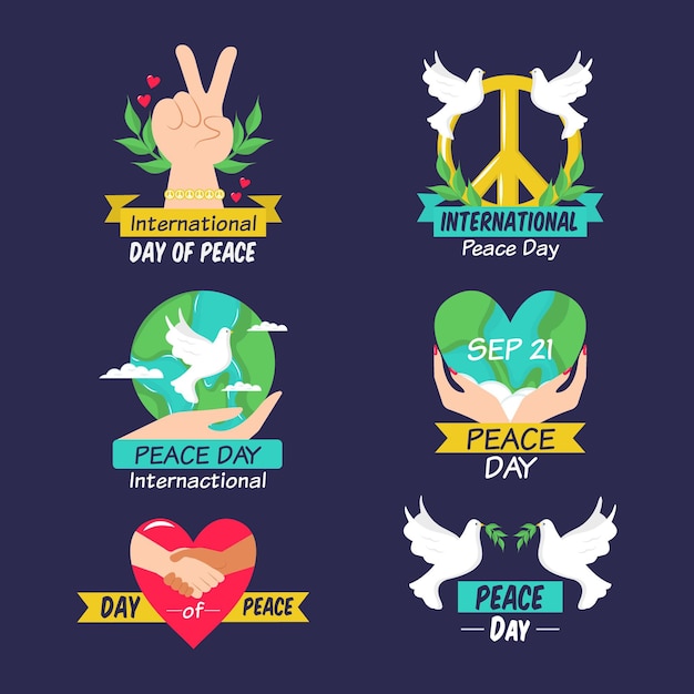Vector gratuito etiquetas del día internacional de la paz
