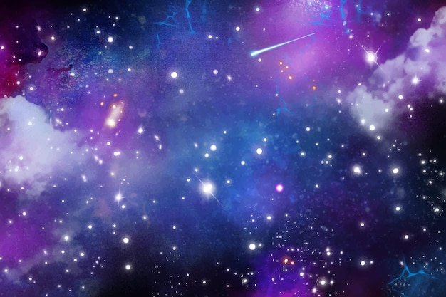 Vector gratuito fondo de galaxia acuarela pintada a mano con estrellas